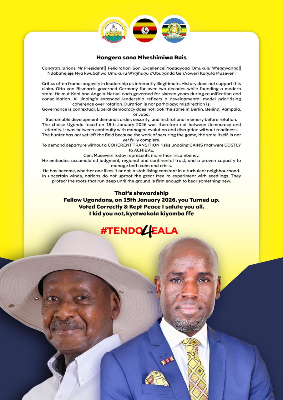 NRM Loyalist and EALA Aspirant Dr. Kisembo Celebrates Museveni’s Inauguration, Signals Patience on Personal Bid